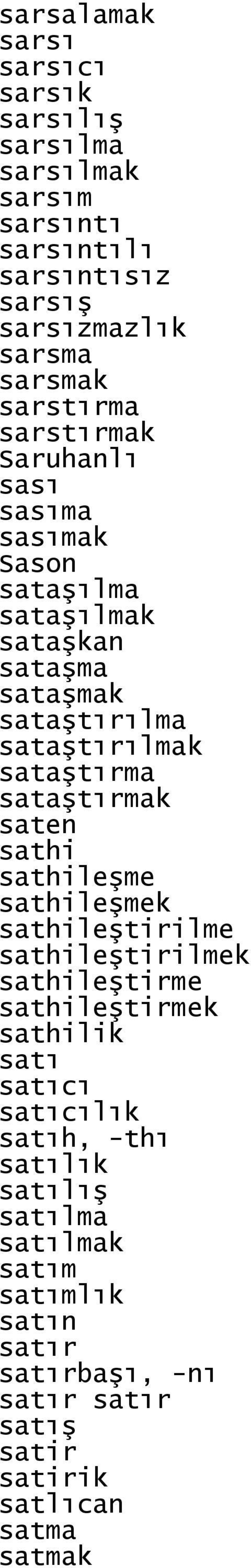 sataştırma sataştırmak saten sathi sathileşme sathileşmek sathileştirilme sathileştirilmek sathileştirme sathileştirmek sathilik satı