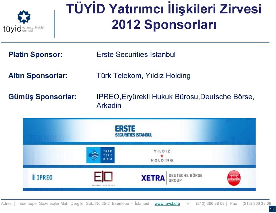 Sponsorlar: Türk Telekom, Yıldız Holding Gümüş