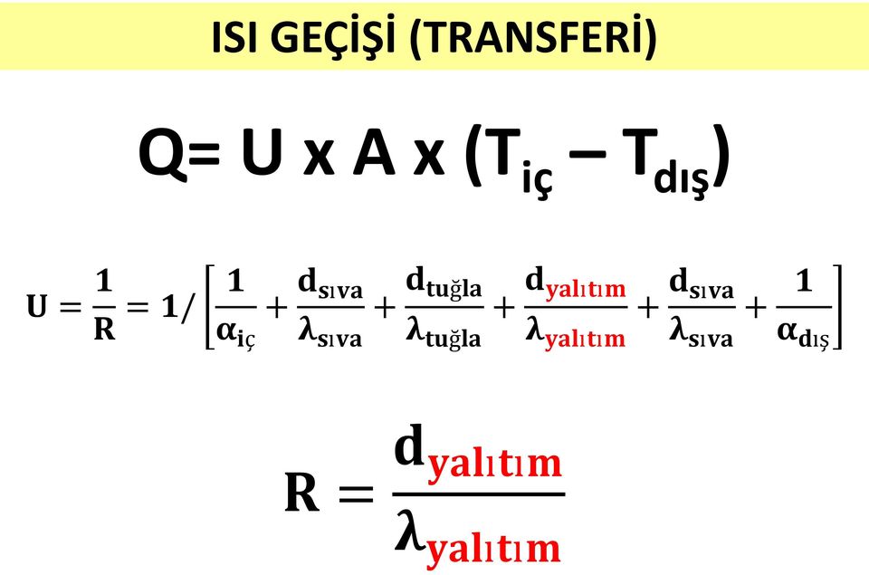 d tuğla λ tuğla + d yalıtım λ yalıtım + d