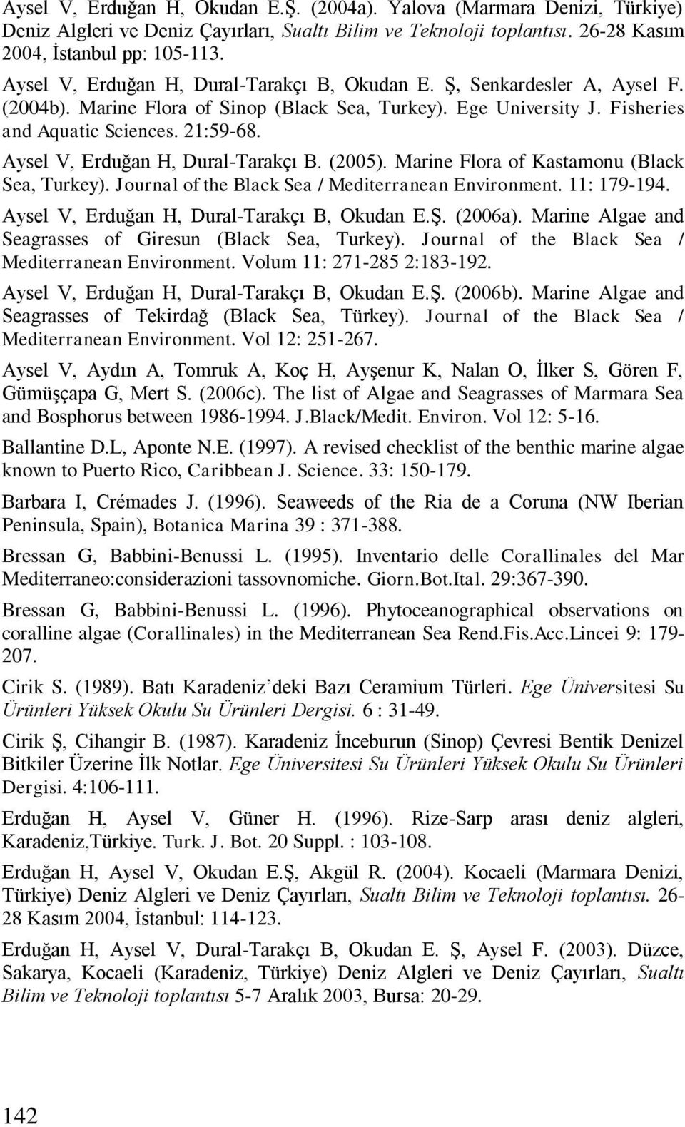 Aysel V, Erduğan H, Dural-Tarakçı B. (2005). Marine Flora of Kastamonu (Black Sea, Turkey). Journal of the Black Sea / Mediterranean Environment. 11: 179-194.