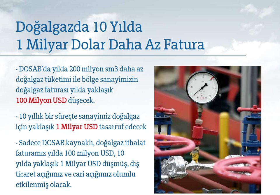 - 10 yıllık bir süreçte sanayimiz doğalgaz için yaklaşık 1 Milyar USD tasarruf edecek - Sadece DOSAB kaynaklı,