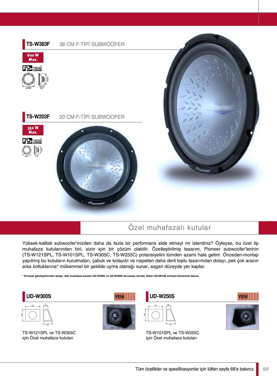 Özelleµtrlmµ tasar m, Poneer subwoofer lernn (TS-W121SPL, TS-W101SPL, TS-W305C, TS-W255C) potansyeln tümden azam hale getrr.