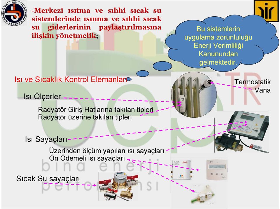 Radyatör üzerine takılan tipleri Bu sistemlerin uygulama zorunluluğu Enerji Verimliliği Kanunundan