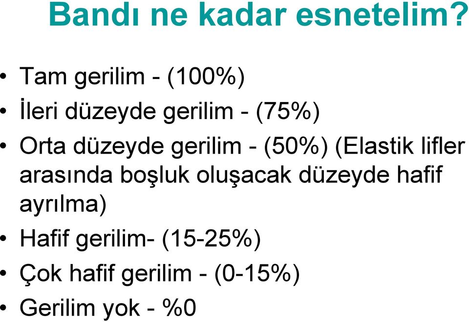 düzeyde gerilim - (50%) (Elastik lifler arasında boşluk