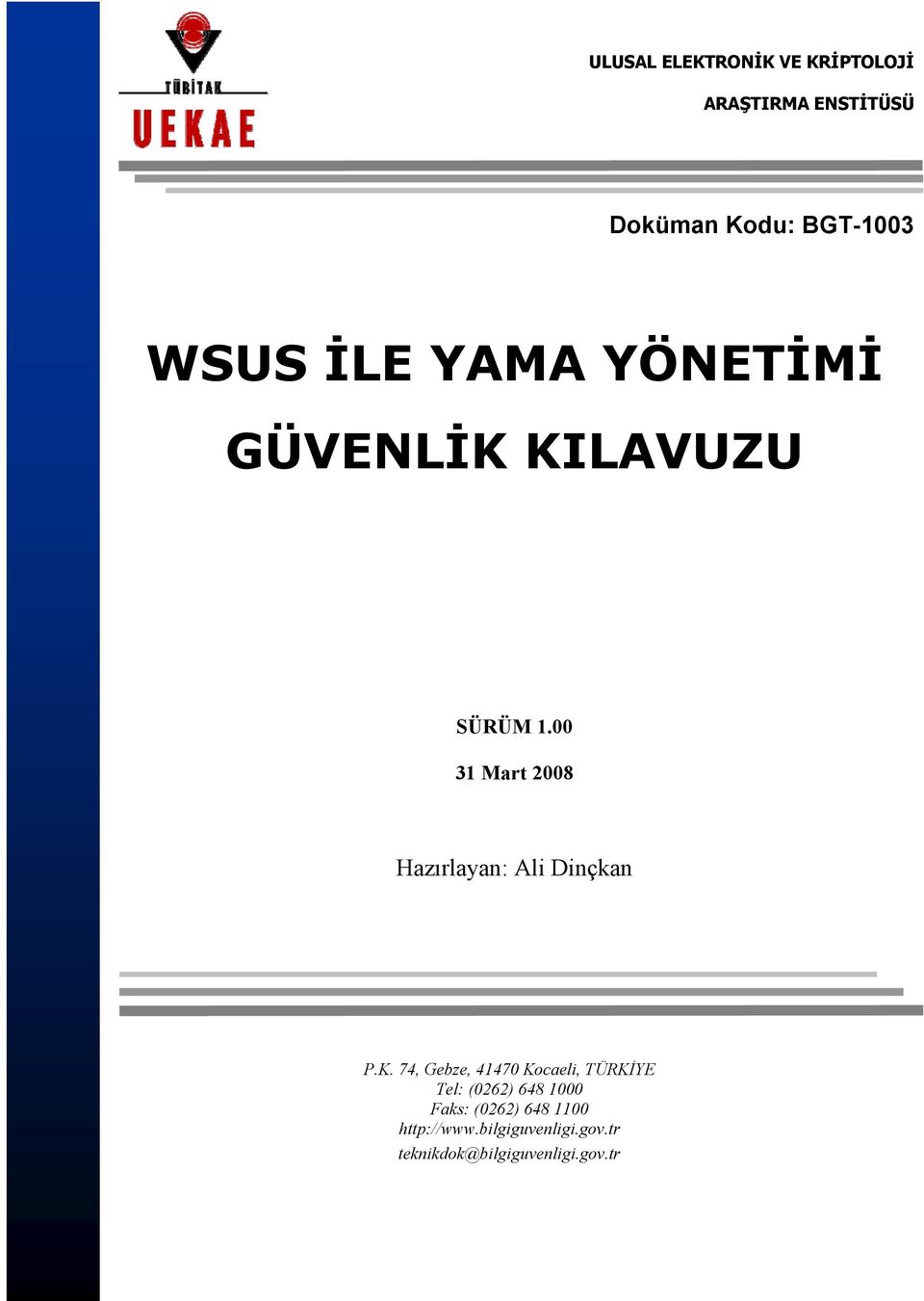 00 31 Mart 2008 Hazırlayan: Ali Dinçkan P.K.