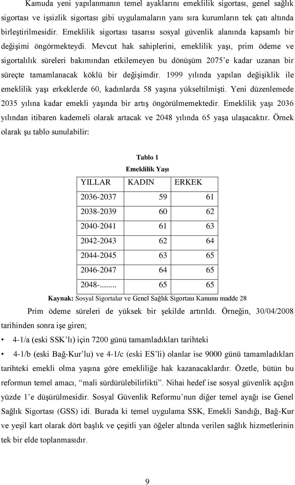 Mevcut hak sahiplerini, emeklilik yaşı, prim ödeme ve sigortalılık süreleri bakımından etkilemeyen bu dönüşüm 2075 e kadar uzanan bir süreçte tamamlanacak köklü bir değişimdir.