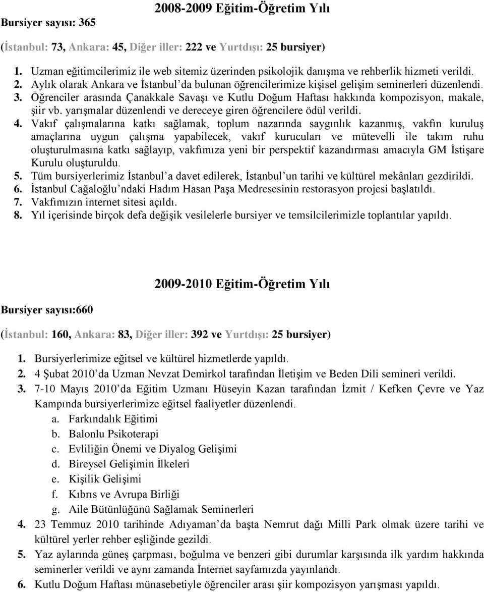 3. Öğrenciler arasında Çanakkale Savaşı ve Kutlu Doğum Haftası hakkında kompozisyon, makale, şiir vb. yarışmalar düzenlendi ve dereceye giren öğrencilere ödül verildi. 4.