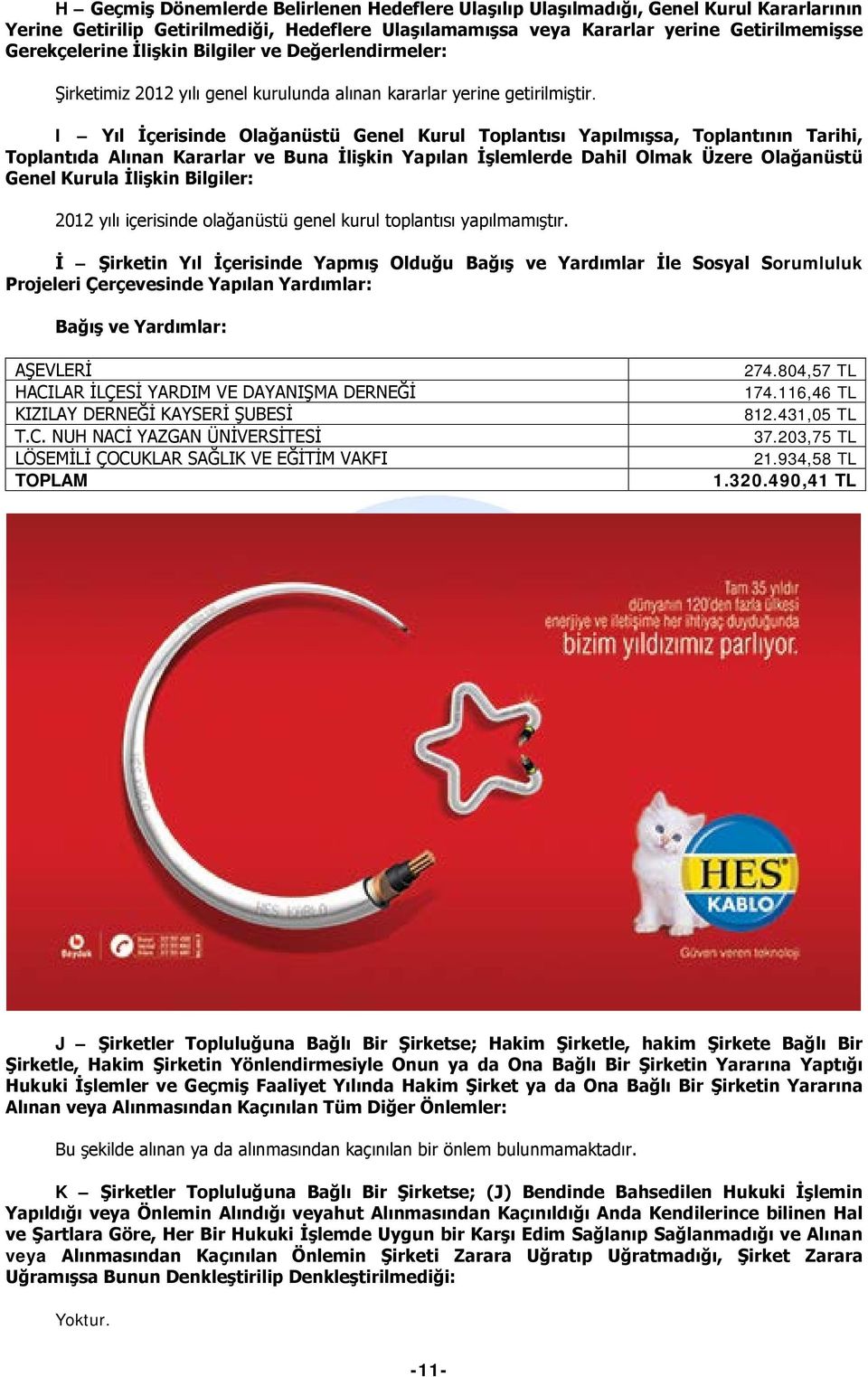 I Yıl İçerisinde Olağanüstü Genel Kurul Toplantısı Yapılmışsa, Toplantının Tarihi, Toplantıda Alınan Kararlar ve Buna İlişkin Yapılan İşlemlerde Dahil Olmak Üzere Olağanüstü Genel Kurula İlişkin