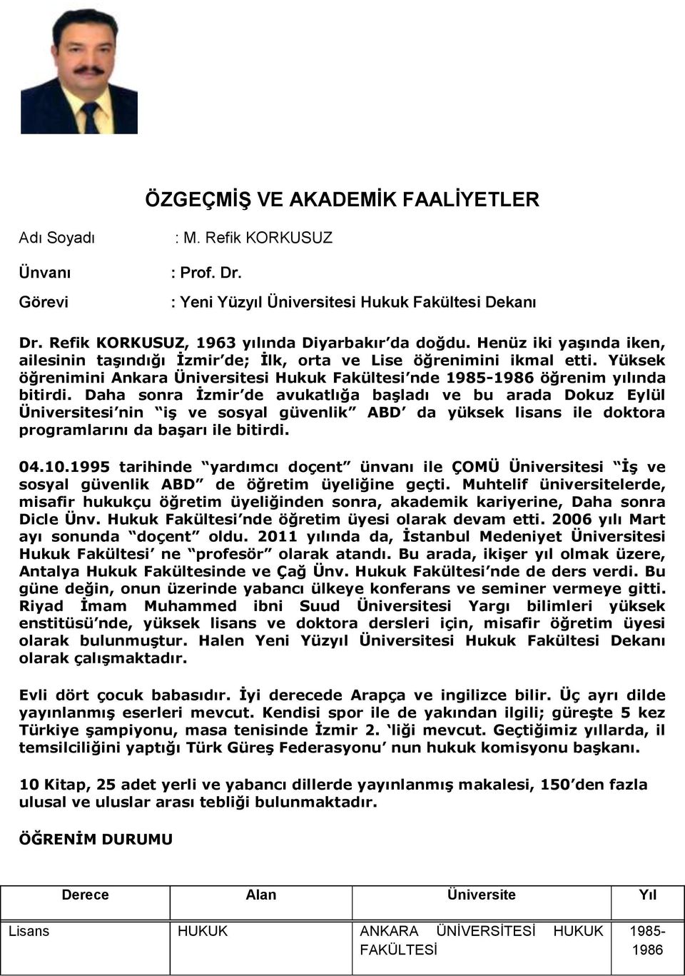 Daha sonra İzmir de avukatlığa başladı ve bu arada Dokuz Eylül Üniversitesi nin iş ve sosyal güvenlik ABD da yüksek lisans ile doktora programlarını da başarı ile bitirdi. 04.10.