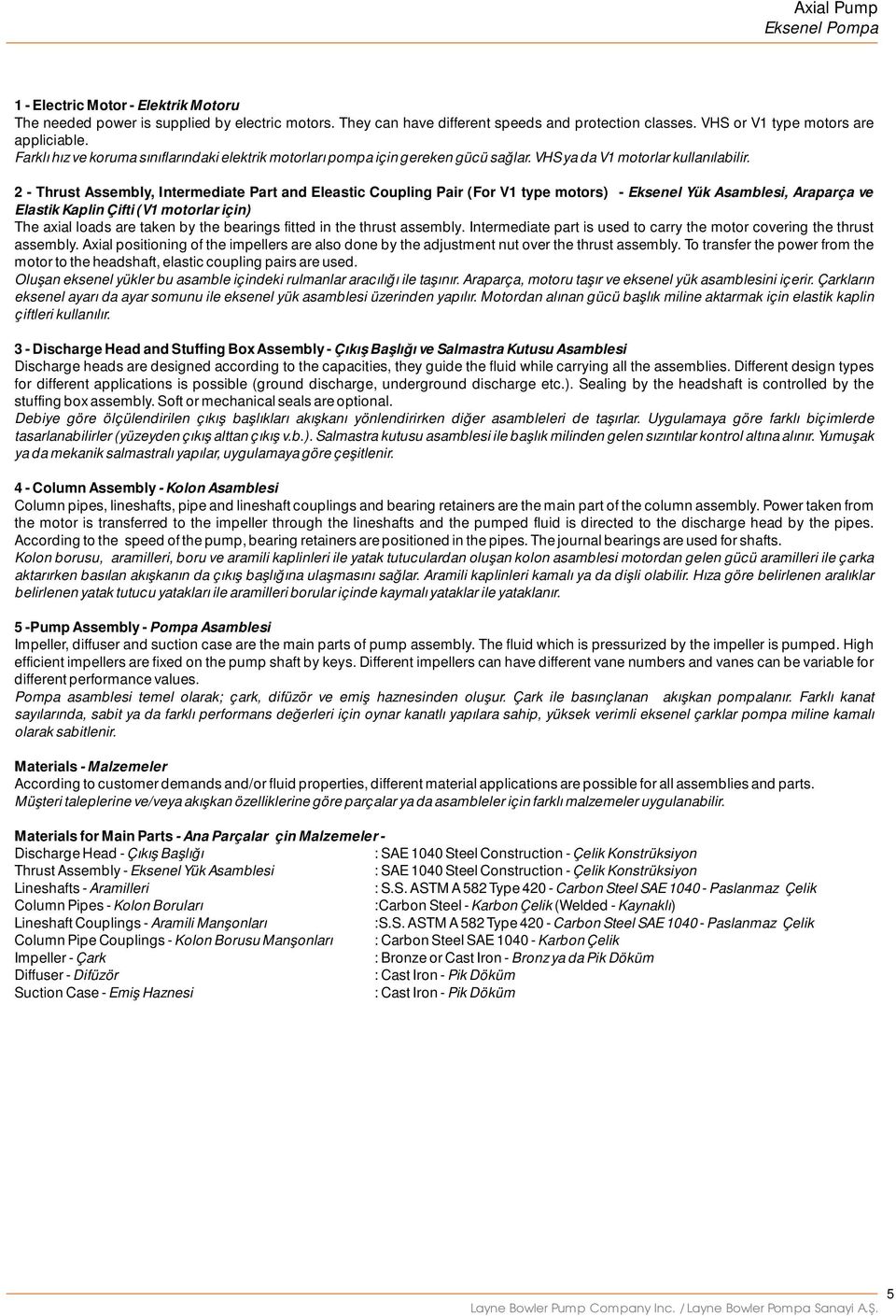 2 - Thrust Assembly, Intermediate Part and Eleastic Coupling Pair (For V1 type motors) - Eksenel Yük Asamblesi, Araparça ve Elastik Kaplin Çifti (V1 motorlar için) The axial loads are taken by the