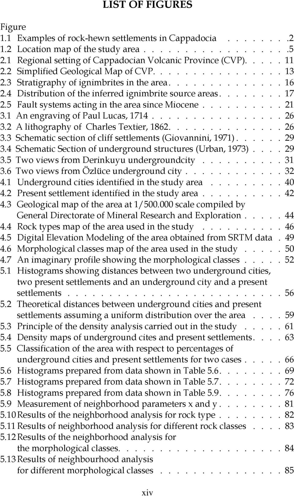 5 Fault systems acting in the area since Miocene.......... 21 3.1 An engraving of Paul Lucas, 1714................ 26 3.2 A lithography of Charles Textier, 1862.............. 26 3.3 Schematic section of cliff settlements (Giovannini, 1971).