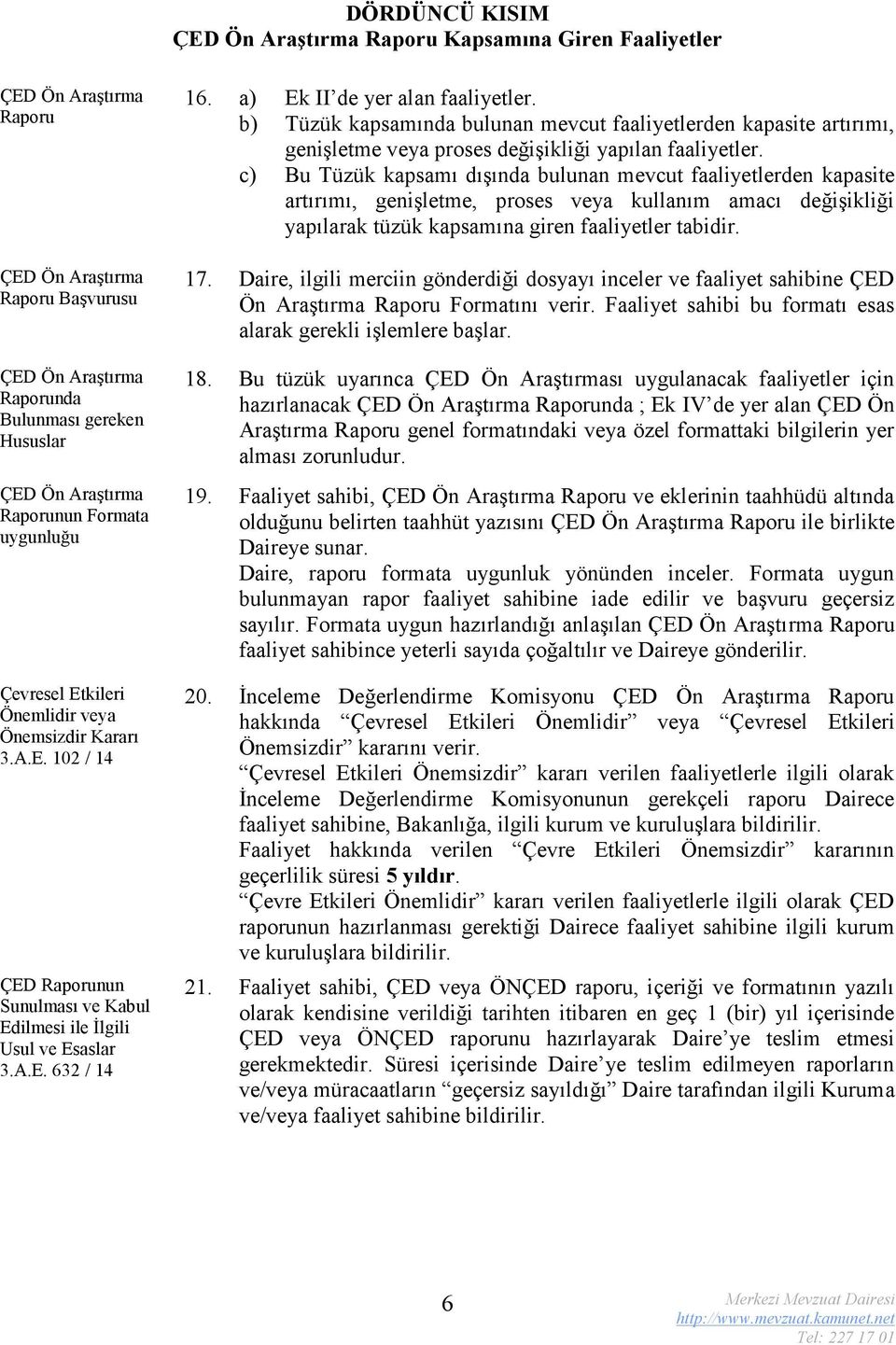 a) Ek II de yer alan faaliyetler. b) Tüzük kapsamında bulunan mevcut faaliyetlerden kapasite artırımı, genişletme veya proses değişikliği yapılan faaliyetler.