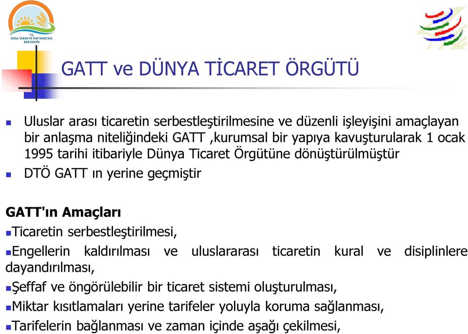 Ticaretin serbestleştirilmesi, Engellerin kaldırılması ve uluslararası ticaretin kural ve disiplinlere dayandırılması, Şeffaf ve öngörülebilir bir