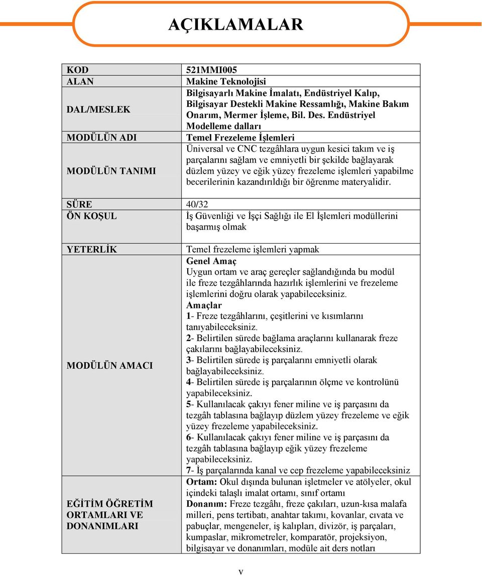 Endüstriyel Modelleme dalları Temel Frezeleme ĠĢlemleri Üniversal ve CNC tezgâhlara uygun kesici takım ve iģ parçalarını sağlam ve emniyetli bir Ģekilde bağlayarak düzlem yüzey ve eğik yüzey