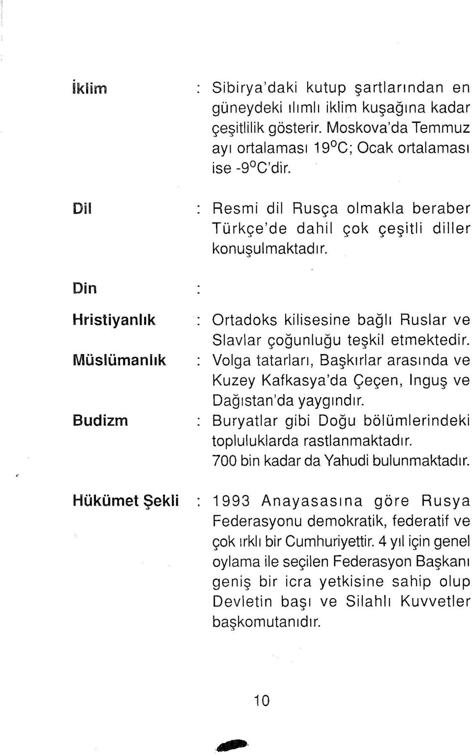 Volga tatarları, Başkırlar arasında ve Kuzey Kafkasya'da Çeçen, lnguş ve Dağıstan'da yaygındır. Buryatlar gibi Doğu bölümlerindeki topluluklarda rastlanmaktadır. 700 bin kadar da Yahudi bulunmaktadır.