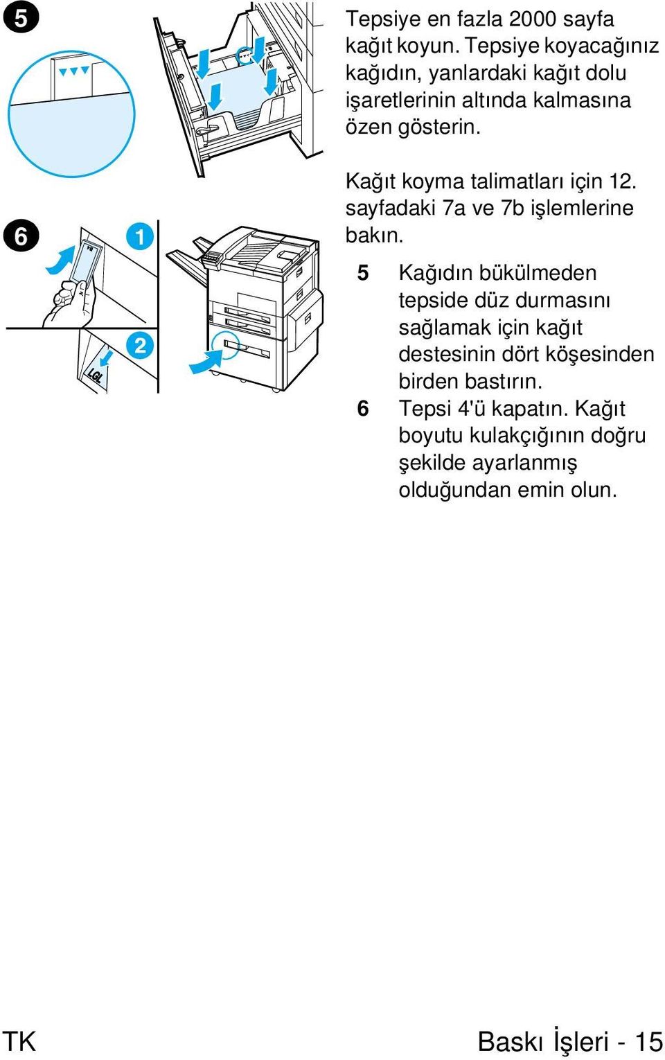 Kağıt koyma talimatları için 12. sayfadaki 7a ve 7b işlemlerine bakın.