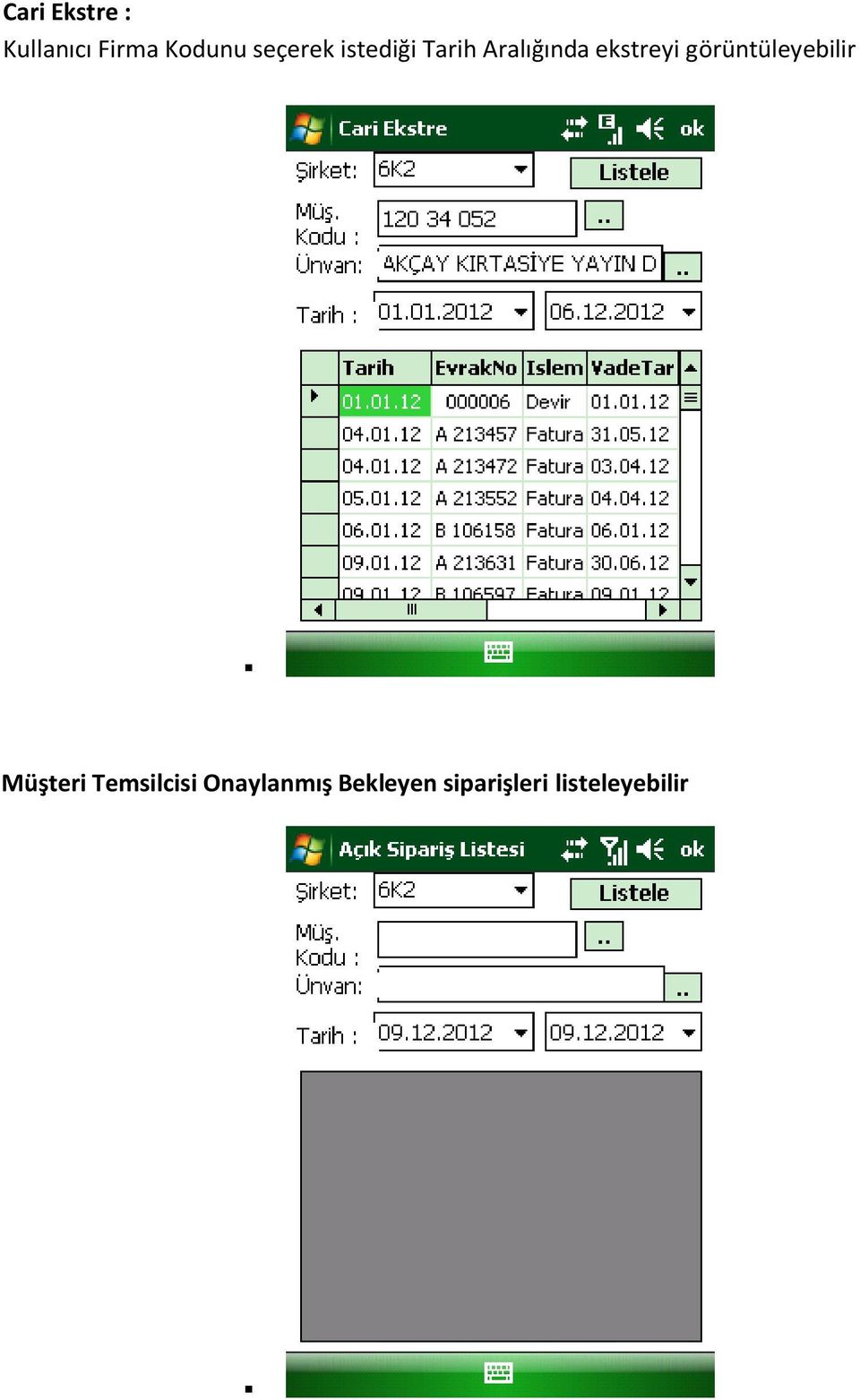 ekstreyi görüntüleyebilir Müşteri