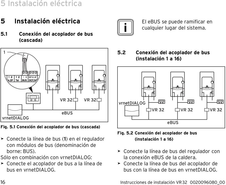 Sólo en combinación con vrnetdialog: Conecte el acoplador de bus a la línea de bus en vrnetdialog. vrnetdialog VR 32 ebus Fig. 5.