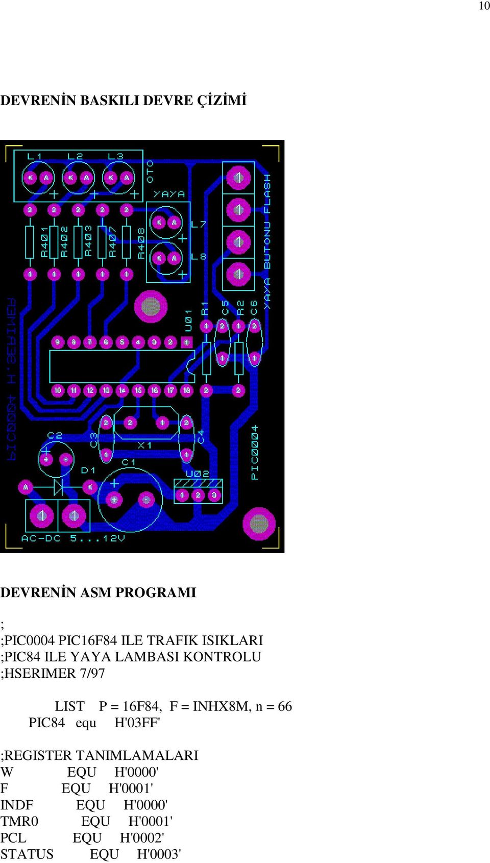 16F84, F = INHX8M, n = 66 PIC84 equ H'03FF' ;REGISTER TANIMLAMALARI W EQU