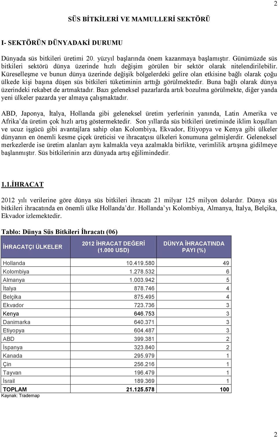 Küreselleşme ve bunun dünya üzerinde değişik bölgelerdeki gelire olan etkisine bağlı olarak çoğu ülkede kişi başına düşen süs bitkileri tüketiminin arttığı görülmektedir.