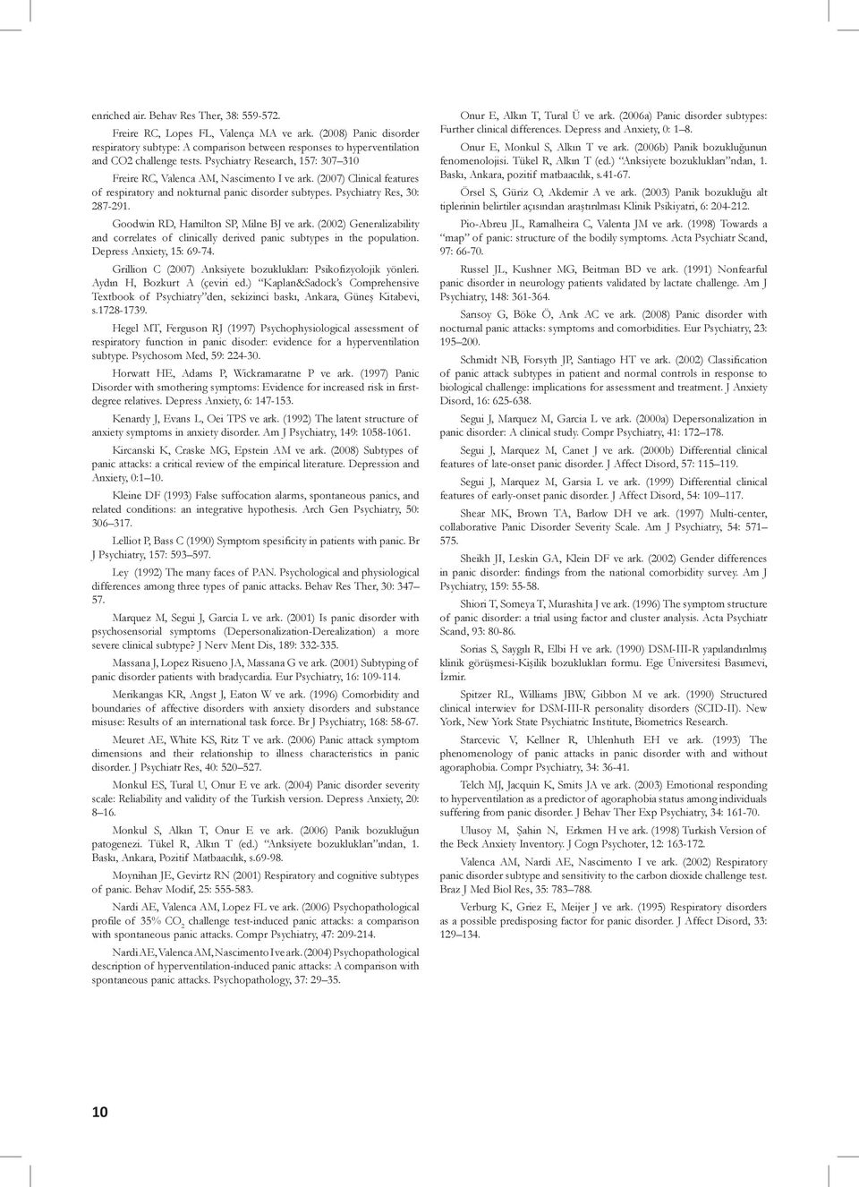 (2007) Clinical features of respiratory and nokturnal panic disorder subtypes. Psychiatry Res, 30: 287-291. Goodwin RD, Hamilton SP, Milne BJ ve ark.