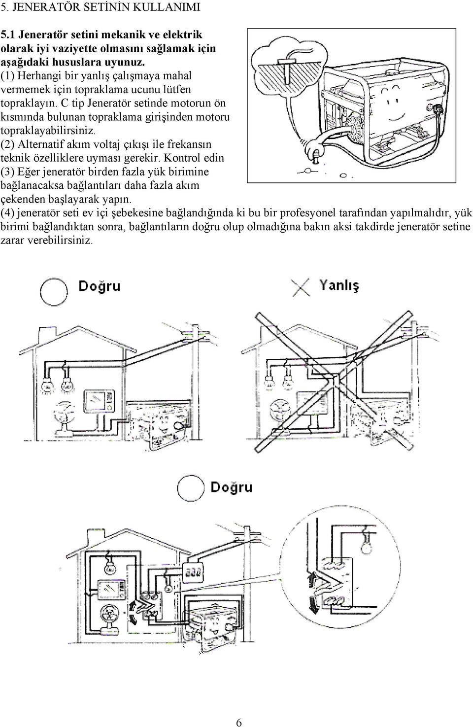 (2) Alternatif akım voltaj çıkışı ile frekansın teknik özelliklere uyması gerekir.