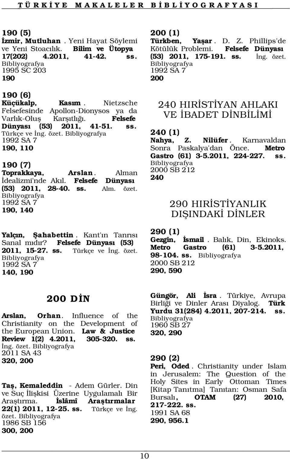 Felsefe Dünyas (53) 2011, 175-191. ss. ng. özet. 240 HIR ST YAN AHLAKI VE BADET D NB L M 240 (1) 1992 SA 7 Nahya, Z. Nilüfer. Karnavaldan 190, 110 Sonra Paskalya'dan Önce. Metro Gastro (61) 3-5.