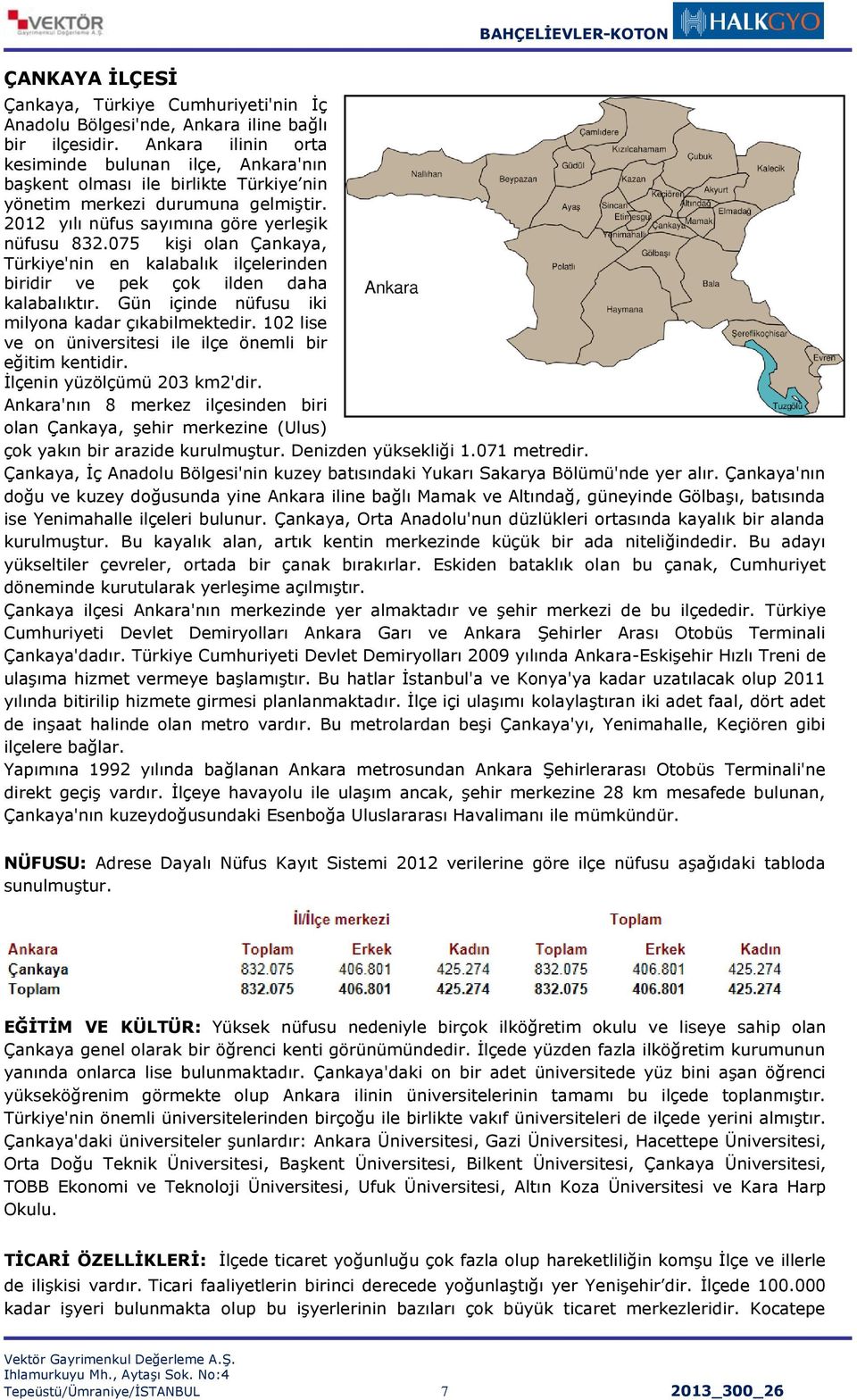 075 kişi olan Çankaya, Türkiye'nin en kalabalık ilçelerinden biridir ve pek çok ilden daha kalabalıktır. Gün içinde nüfusu iki milyona kadar çıkabilmektedir.