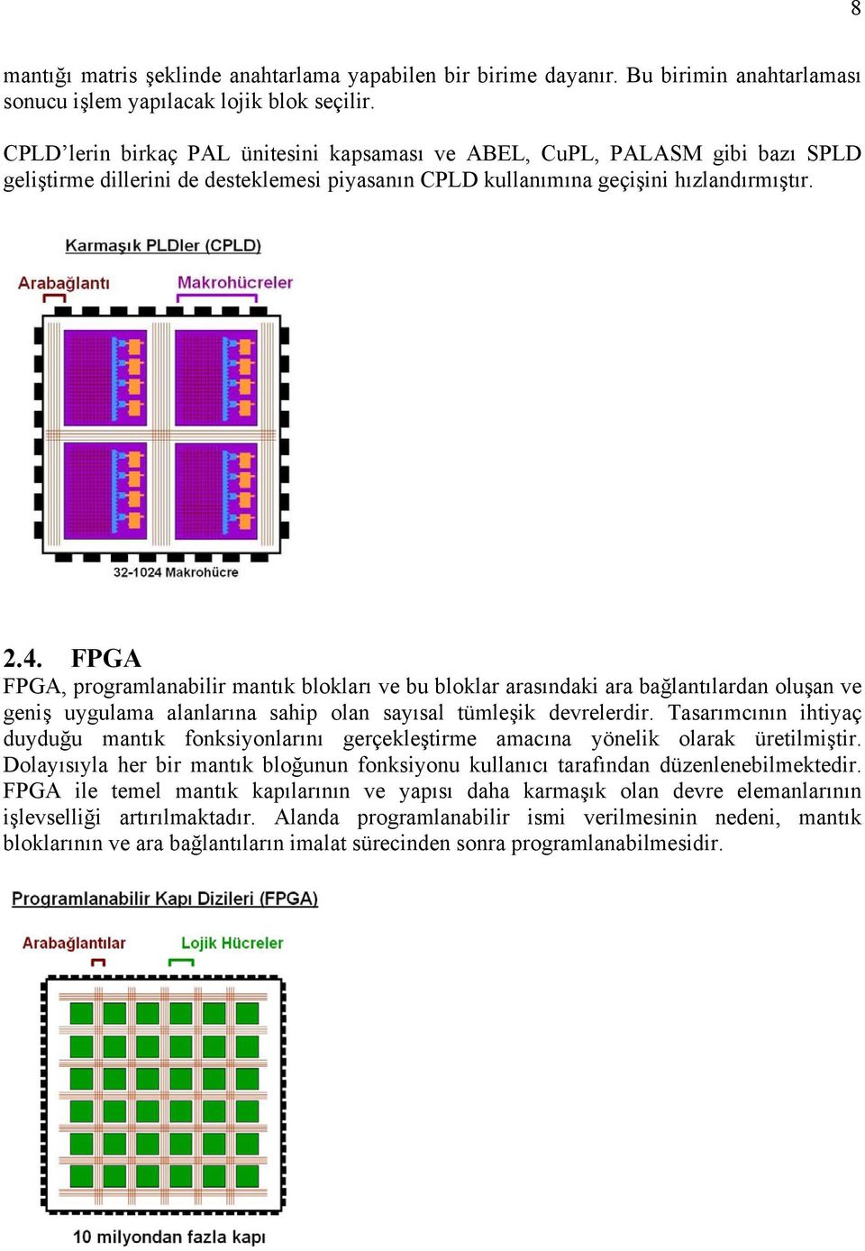 FPGA FPGA, programlanabilir mantık blokları ve bu bloklar arasındaki ara bağlantılardan oluşan ve geniş uygulama alanlarına sahip olan sayısal tümleşik devrelerdir.