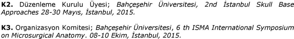 Organizasyon Komitesi; Bahçeşehir Üniversitesi, 6 th ISMA