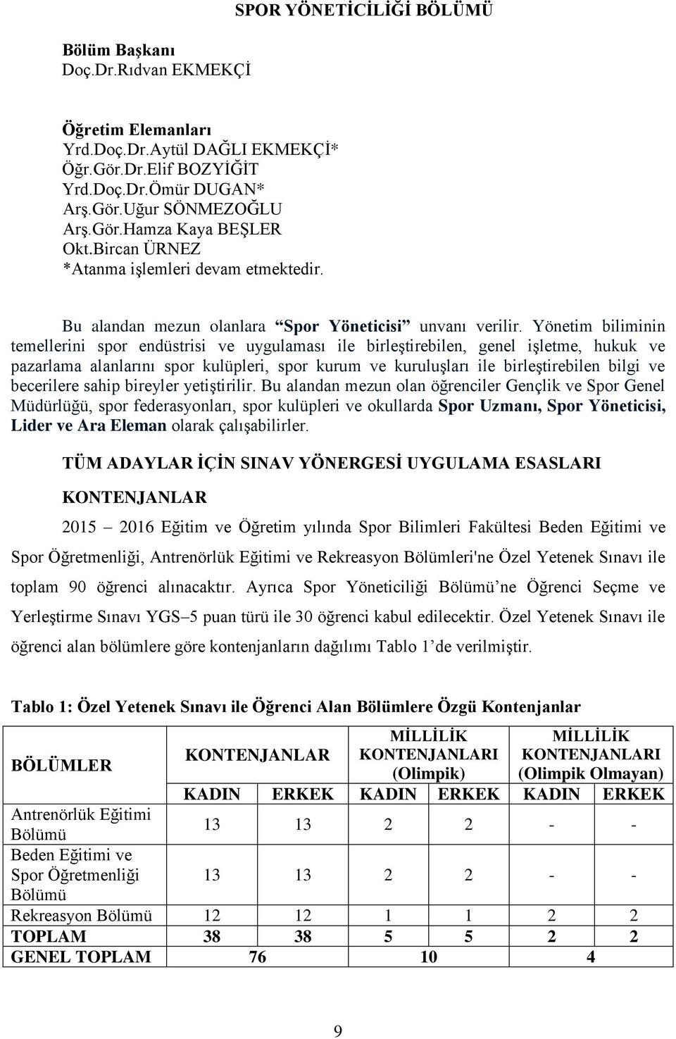 Yönetim biliminin temellerini spor endüstrisi ve uygulaması ile birleştirebilen, genel işletme, hukuk ve pazarlama alanlarını spor kulüpleri, spor kurum ve kuruluşları ile birleştirebilen bilgi ve