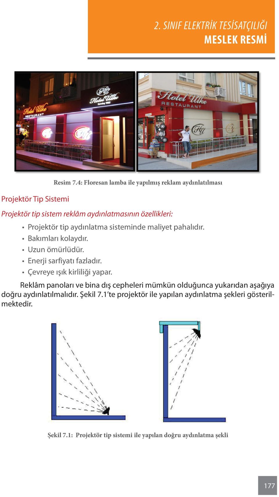 aydınlatma sisteminde maliyet pahalıdır. Bakımları kolaydır. Uzun ömürlüdür. Enerji sarfiyatı fazladır. Çevreye ışık kirliliği yapar.