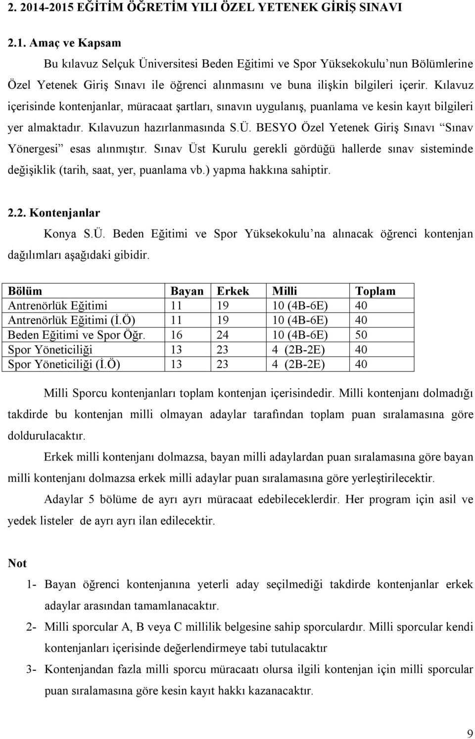 BESYO Özel Yetenek Giriş Sınavı Sınav Yönergesi esas alınmıştır. Sınav Üst Kurulu gerekli gördüğü hallerde sınav sisteminde değişiklik (tarih, saat, yer, puanlama vb.) yapma hakkına sahiptir. 2.