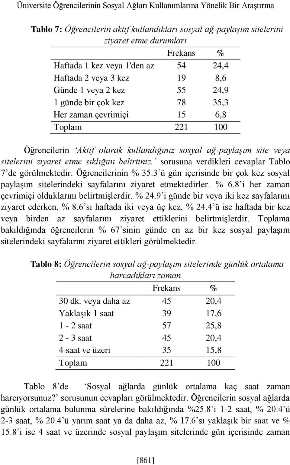 ziyaret etme sıklığını belirtiniz. sorusuna verdikleri cevaplar Tablo 7 de görülmektedir. Öğrencilerinin % 35.