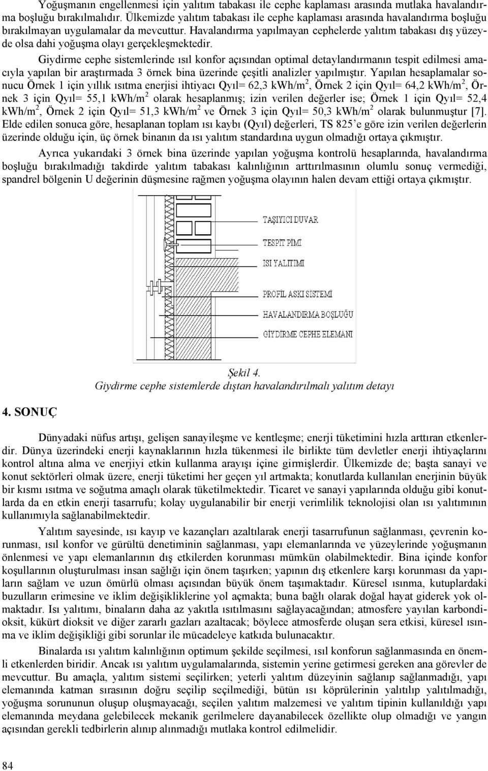 Havalandırma yapılmayan cephelerde yalıtım tabakası dış yüzeyde olsa dahi yoğuşma olayı gerçekleşmektedir.