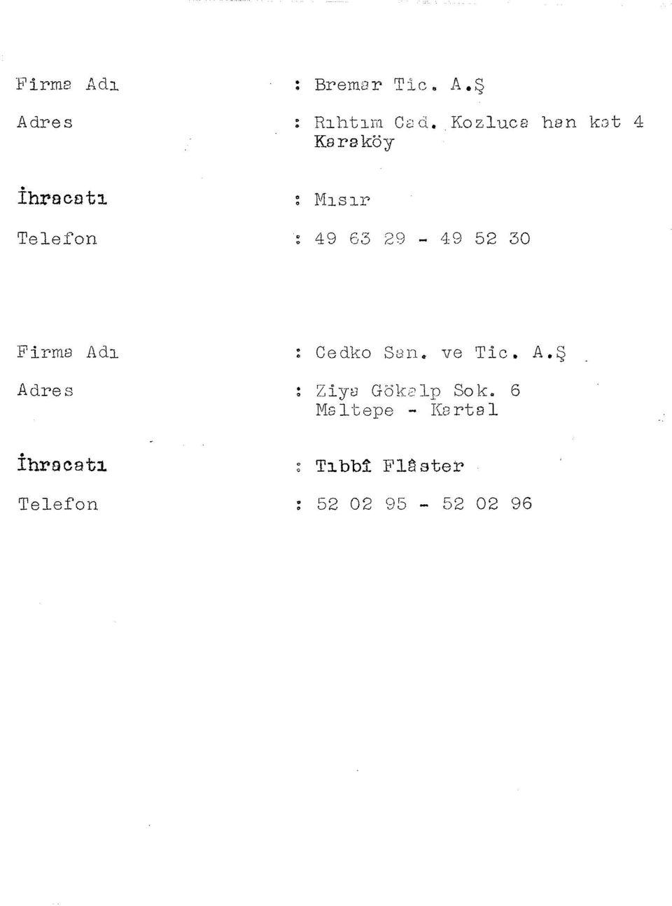 30 Firms Adı. Cedko Sun. ve Tic. A.Ş.