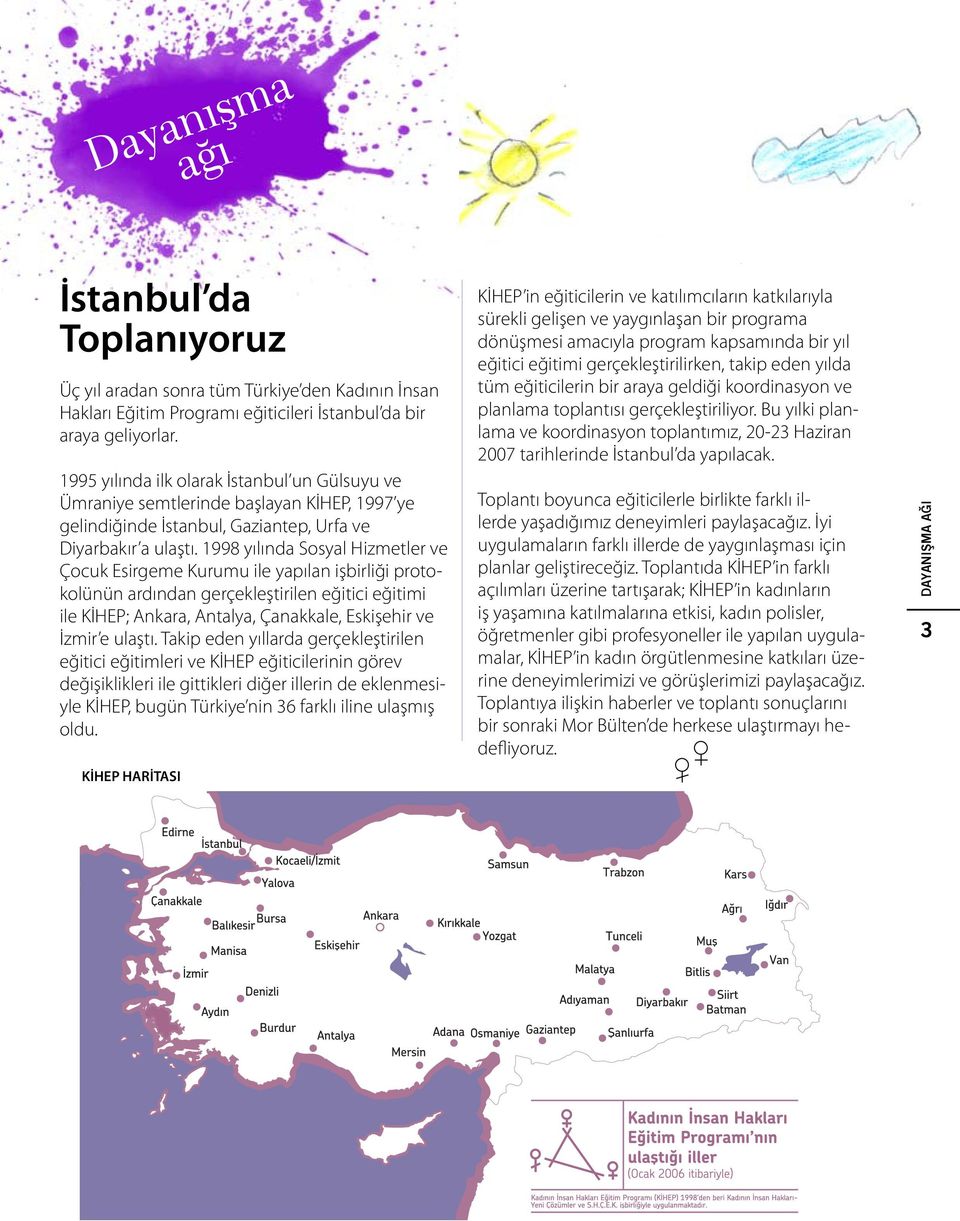 1998 yılında Sosyal Hizmetler ve Çocuk Esirgeme Kurumu ile yapılan işbirliği protokolünün ardından gerçekleştirilen eğitici eğitimi ile KİHEP; Ankara, Antalya, Çanakkale, Eskişehir ve İzmir e ulaştı.