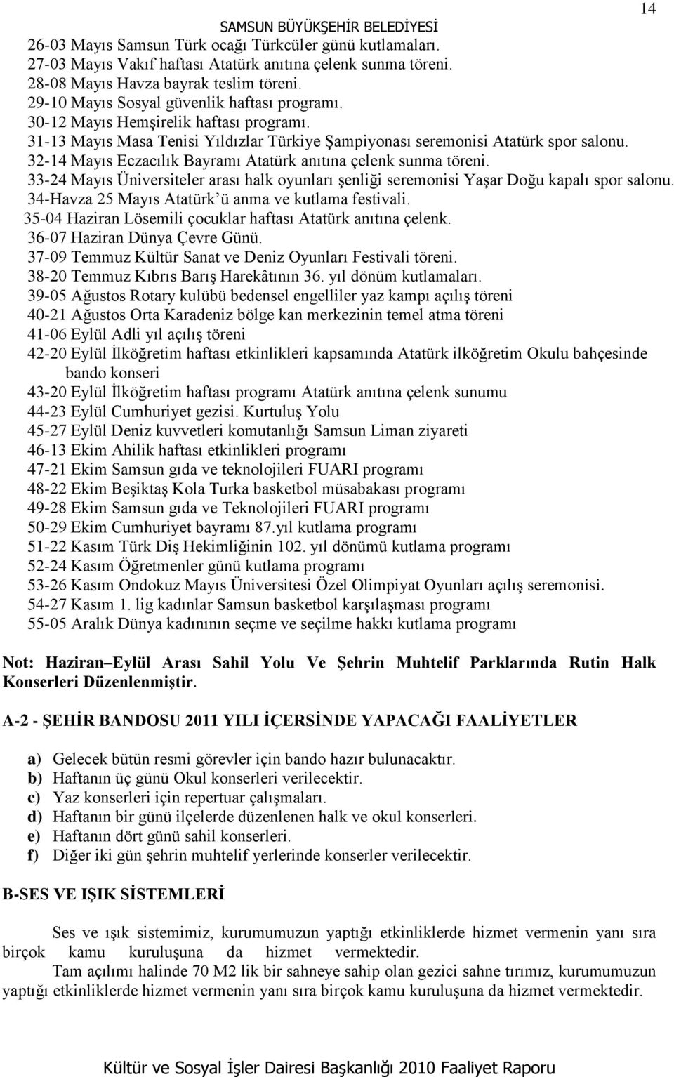 32-14 Mayıs Eczacılık Bayramı Atatürk anıtına çelenk sunma töreni. 33-24 Mayıs Üniversiteler arası halk oyunları Ģenliği seremonisi YaĢar Doğu kapalı spor salonu.