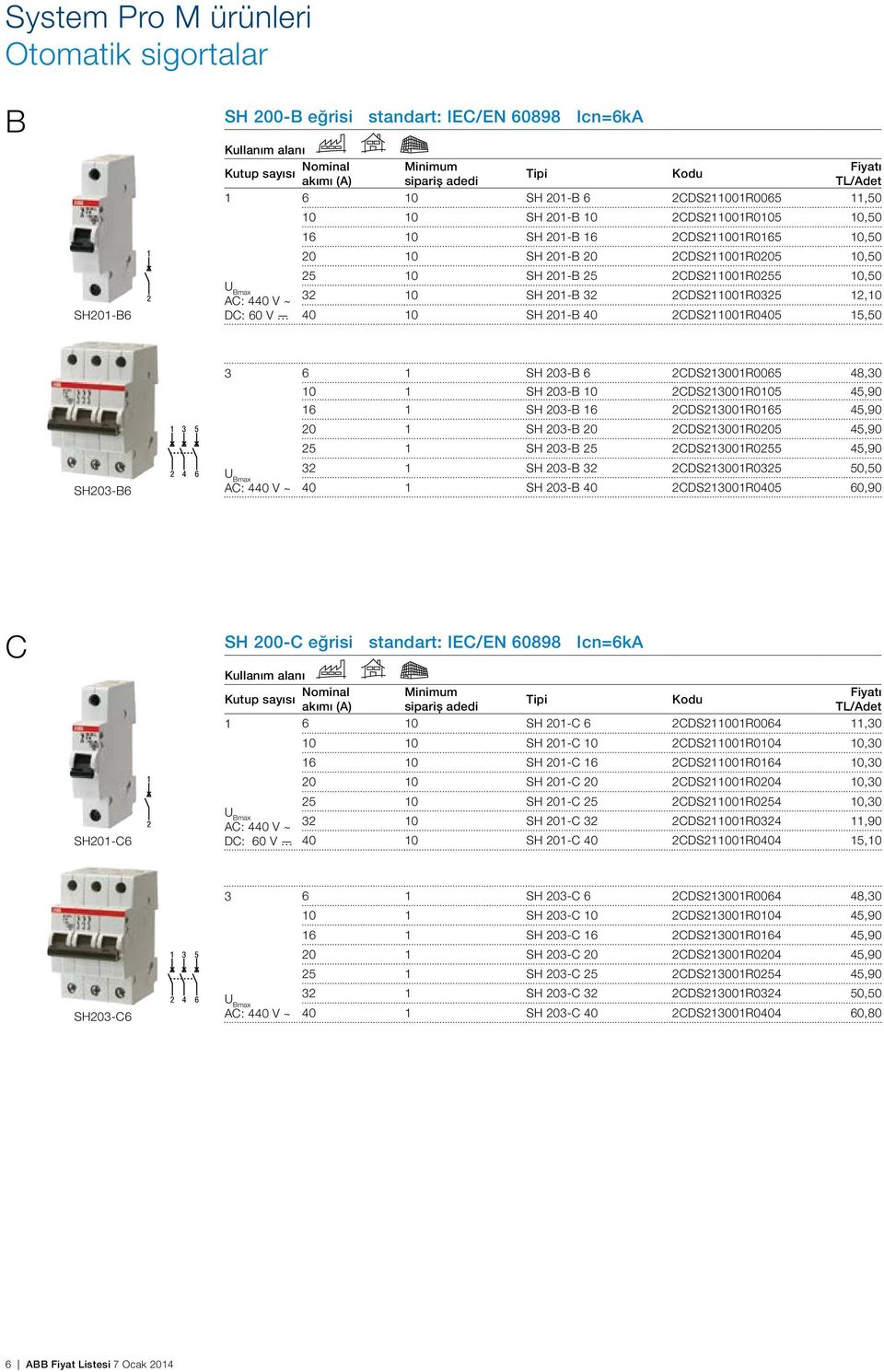 ~ 32 10 SH 201-B 32 2CDS211001R0325 12,10 DC: 60 V 40 10 SH 201-B 40 2CDS211001R0405 15,50 SH203-B6 3 6 1 SH 203-B 6 2CDS213001R0065 48,30 10 1 SH 203-B 10 2CDS213001R0105 45,90 16 1 SH 203-B 16