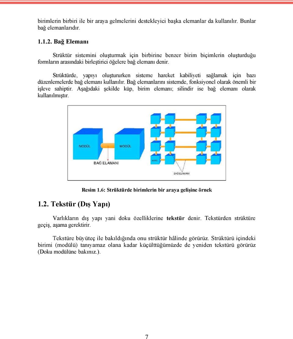 Strüktürde, yapıyı oluştururken sisteme hareket kabiliyeti sağlamak için bazı düzenlemelerde bağ elemanı kullanılır. Bağ elemanlarını sistemde, fonksiyonel olarak önemli bir işleve sahiptir.