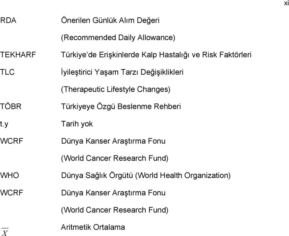 y WCRF Türkiyeye Özgü Beslenme Rehberi Tarih yok Dünya Kanser Araştırma Fonu (World Cancer Research Fund) WHO