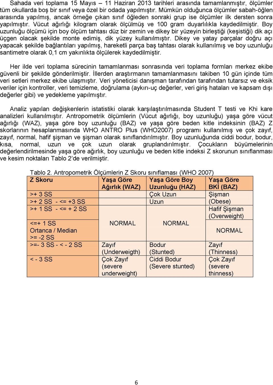 Vücut ağırlığı kilogram olarak ölçülmüş ve 100 gram duyarlılıkla kaydedilmiştir.