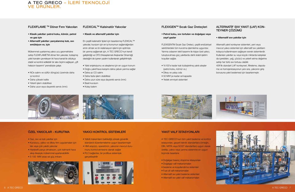 Klasik ve alternatif yakıtlar için Petrol koku, sıvı tortuları ve doğalgaz veya ve gaz için zayıf gazlar Alternatif sıvı yakıtlar için Alternatif yakıtlar: parçalanmış katı, sıvı En çeşitli