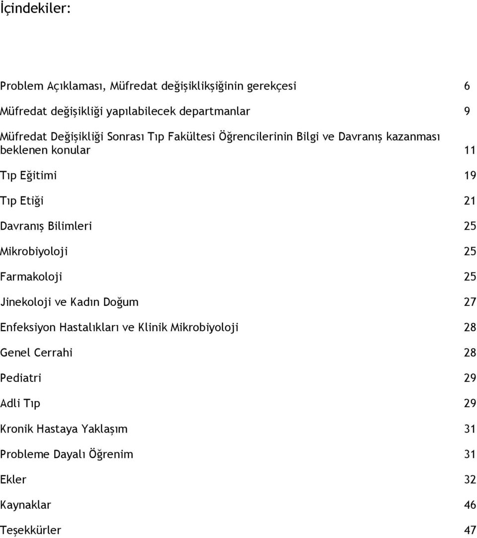 Davranış Bilimleri 25 Mikrobiyoloji 25 Farmakoloji 25 Jinekoloji ve Kadın Doğum 27 Enfeksiyon Hastalıkları ve Klinik Mikrobiyoloji