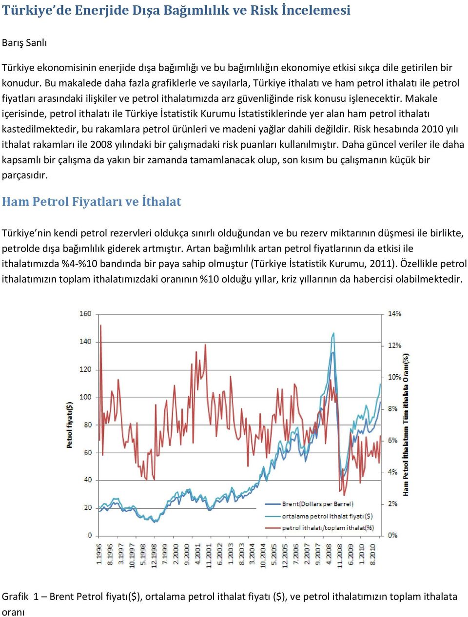 Makale içerisinde, petrol ithalatı ile Türkiye İstatistik Kurumu İstatistiklerinde yer alan ham petrol ithalatı kastedilmektedir, bu rakamlara petrol ürünleri ve madeni yağlar dahili değildir.