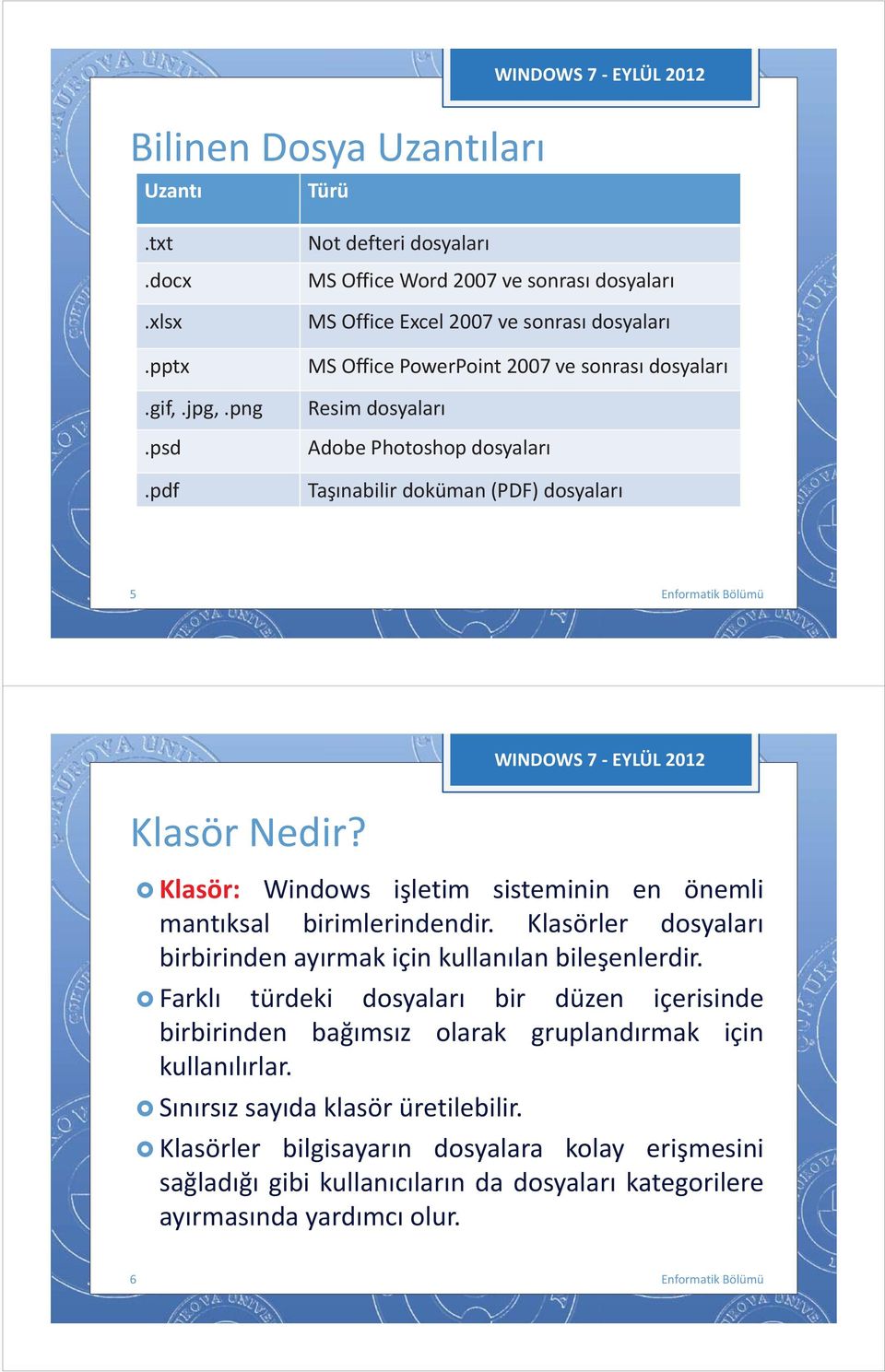 dsyaları Taşınabilir dküman (PDF) dsyaları 5 Klasör Nedir? Klasör: Windws işletim sisteminin en önemli mantıksal birimlerindendir.