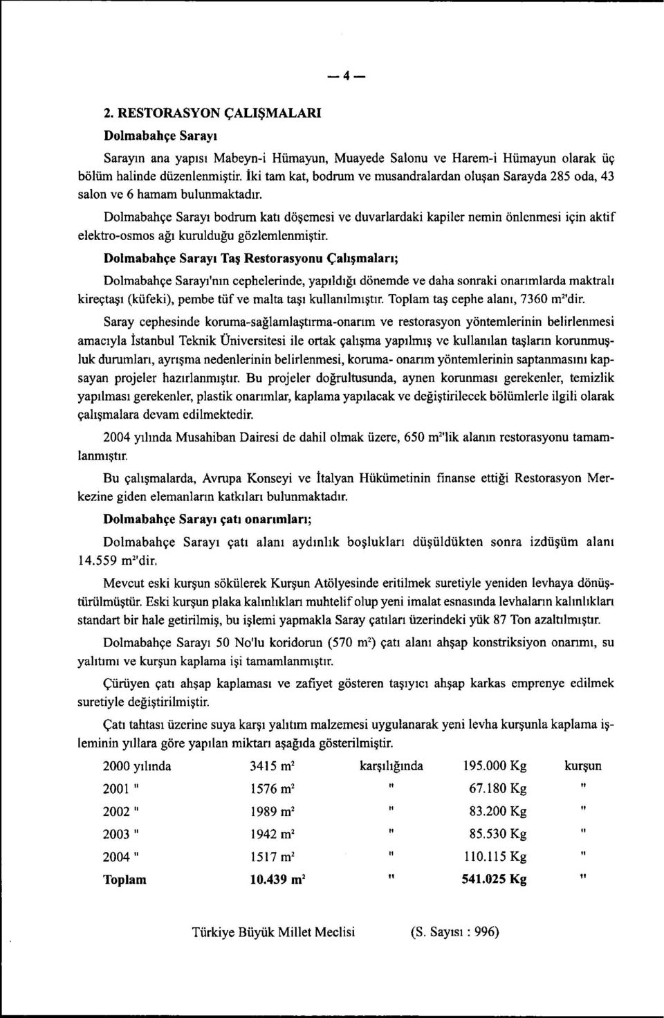 Dolmabahçe Sarayı bodrum katı döşemesi ve duvarlardaki kapiler nemin önlenmesi için aktif elektro-osmos ağı kurulduğu gözlemlenmiştir.