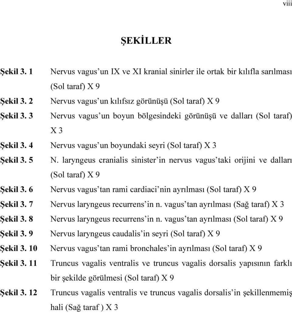 laryngeus cranialis sinister in nervus vagus taki orijini ve dalları (Sol taraf) X 9 Şekil 3. 6 Nervus vagus tan rami cardiaci nin ayrılması (Sol taraf) X 9 Şekil 3. 7 Nervus laryngeus recurrens in n.