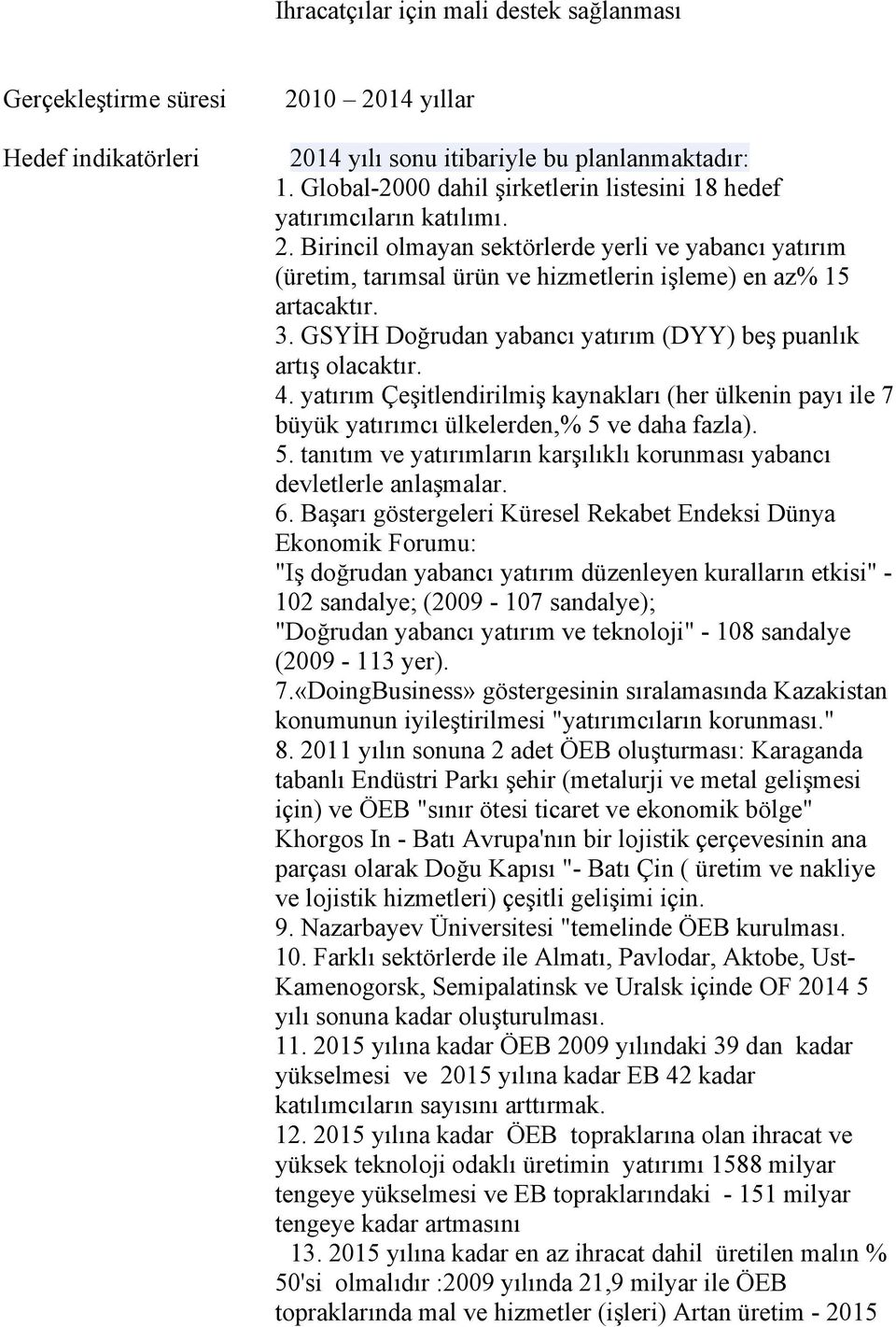 3. GSYİH Doğrudan yabancı yatırım (DYY) beş puanlık artış olacaktır. 4. yatırım Çeşitlendirilmiş kaynakları (her ülkenin payı ile 7 büyük yatırımcı ülkelerden,% 5 