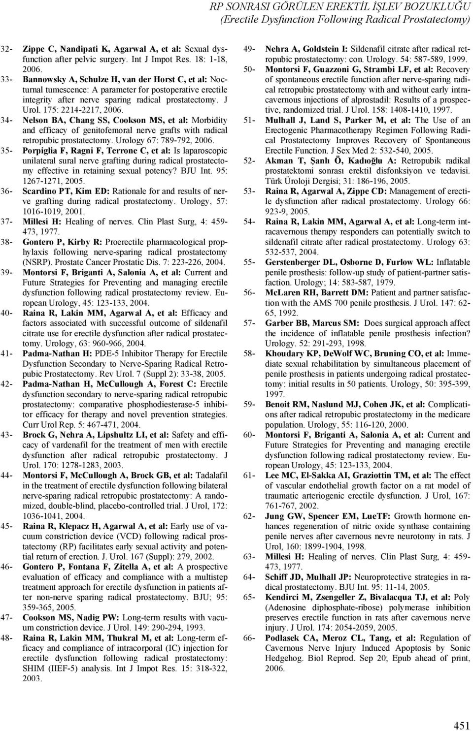 175: 2214-2217, 2006. 34- Nelson BA, Chang SS, Cookson MS, et al: Morbidity and efficacy of genitofemoral nerve grafts with radical retropubic prostatectomy. Urology 67: 789-792, 2006.